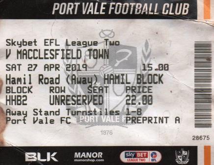 Away v Port Vale, 2019