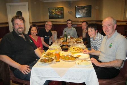 Tom M1EYP, Wee-Wah, Richard G3CWI, Jimmy M0HGY, Stefan DM1LE, Liam, Martin DF3MC at the Weston Balti Raj