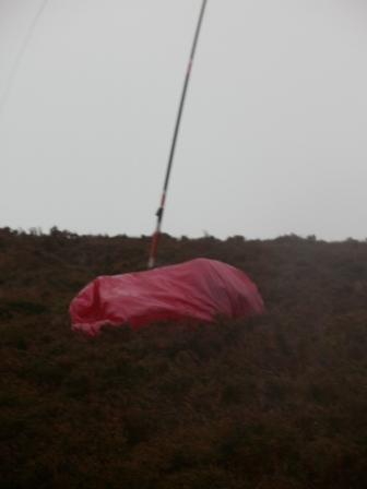 Richard GW3CWI/P operating from inside his bothy bag