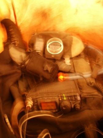 My station inside the bothy bag.  I wasn't nursing a hangover; the camera was on the wrong setting!