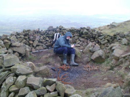 Liam in summit shelter