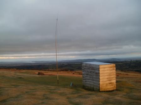 A view of the summit station at sunset