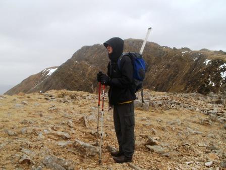 Jimmy, with summit in background