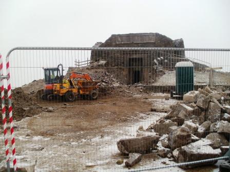 JCB and portaloo on Moel Famau!