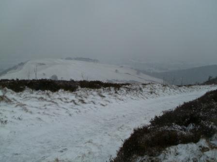 Snowing heavily on Moel Gyw