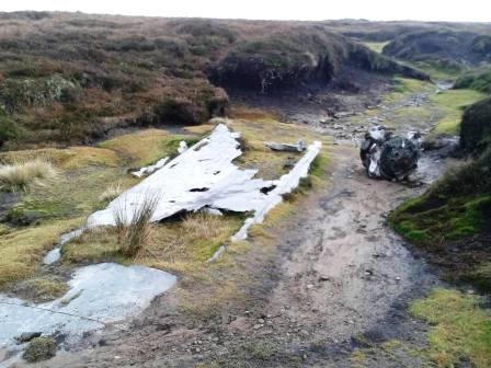 Plane wreckage on the way up