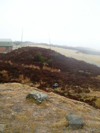 Looking down on my sheltered activation spot from Abdon Burf