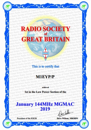 Winner's certificate for the inaugural 2m MGMAC