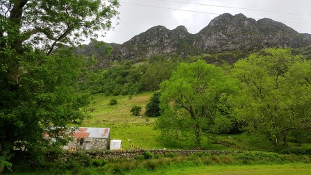 Looking up to Glasgwm from the car park