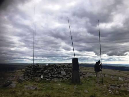 Our antennas - and an existing repeater aerial - on the summit