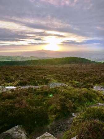 Low winter sun over Mow Cop