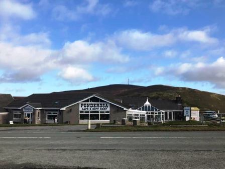 Ponderosa Cafe, with Cyrn-y-Brain towering behind