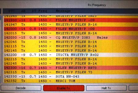 Screenshot of FT8 QSO with Roger F5LKW