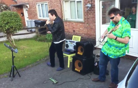 Liam & Tom entertaining the street at the clap for the NHS