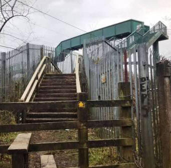 Railway footbridge to Gaw End Lane