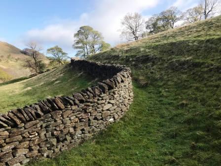 Walled track after crossing the stream