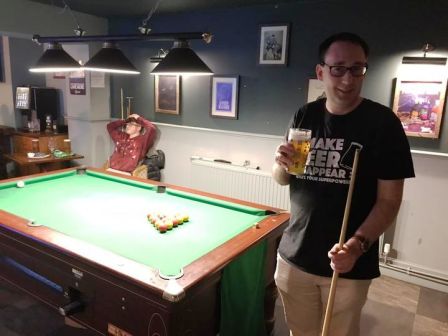 First pint and game of pool with M0HGY since returning from the cruise
