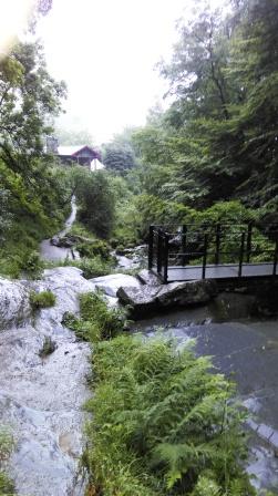 Looking back to the cafe from the waterfall