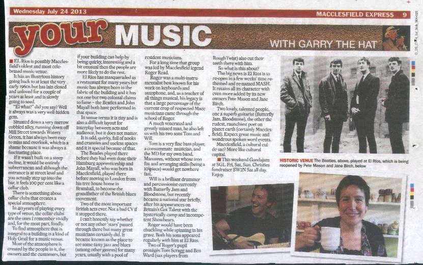 A nice tribute in Garry the Hat's music column