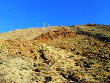 Looking up the mountain from the cable car station