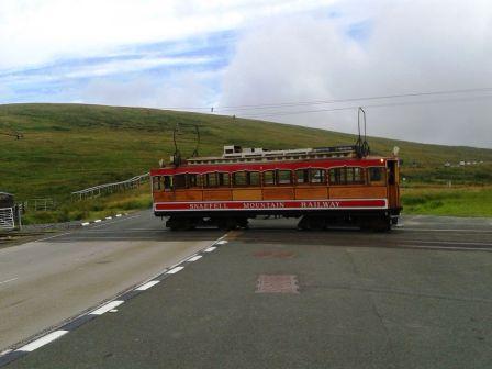 Tram crossing the A18