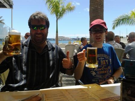 Celebratory beers for Tom and Jimmy