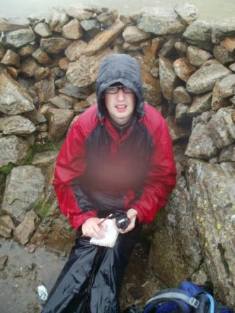 Jimmy, drenched, on Pillar summit