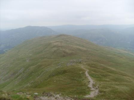 Descending from St Sunday Crag summit to Patterdale