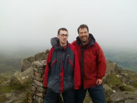 Jimmy & Tom at the trig point on Harter Fell
