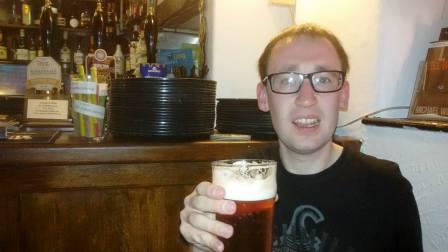 Jimmy M0HGY enjoying a pint in the pub