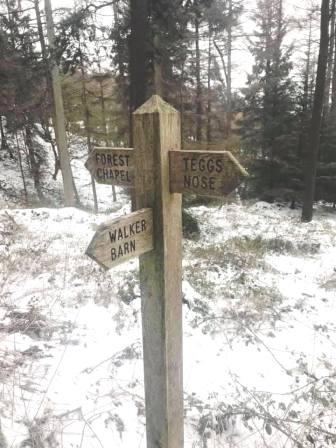 Footpath signpost in Macclesfield Forest