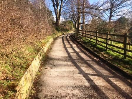 Public footpath coincidental with access road for Tytherington Water Treatment works