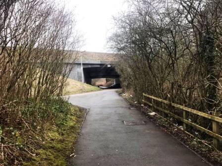 Approaching the Middlewood Way, with the Silk Road flyover ahead