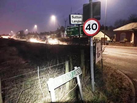Junction of Gaw End Lane and the A523