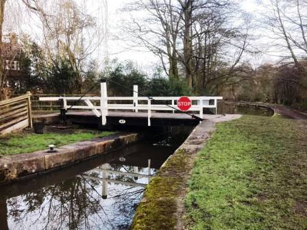 Swing bridge between Moss Head Farm and Danes Moss