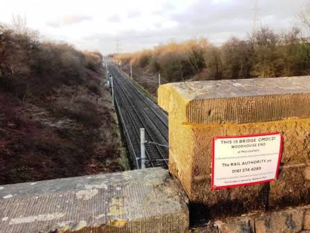 Bridge over the railway on Woodhouse End Lane