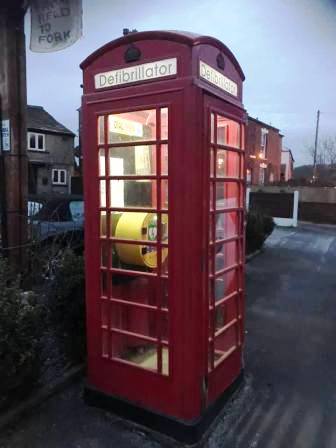 A traditional red defibrillator box!