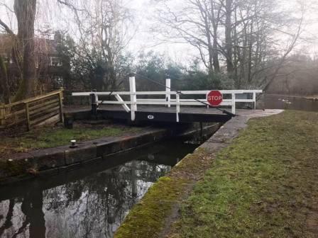 Swing bridge at Moss Head Farm