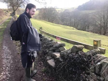 Public footpath down the hill from the track