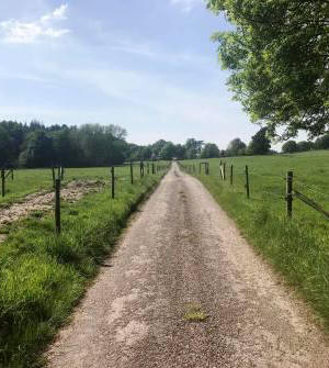 Track becomes a good road as it heads towards the A34