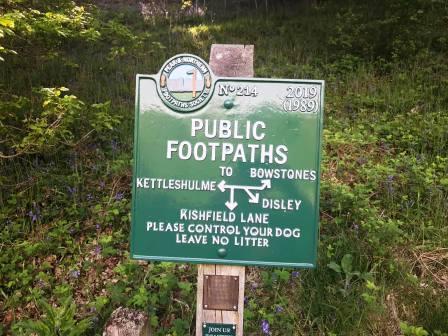 Shiny public footpath sign - we want Kettleshulme!