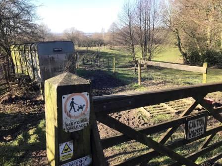 Enter the public footpath heading NNW