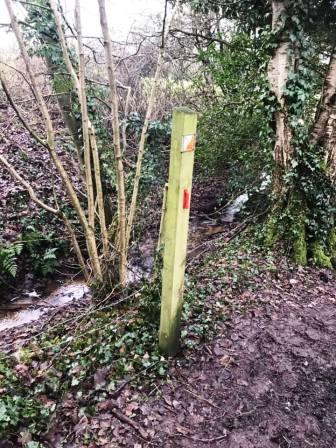 Orienteering post on the paths behind Fallibroome School