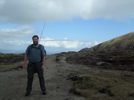 Tom upon reaching the Mourne Wall