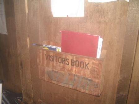 The logbook in the 2nd mountain refuge hut
