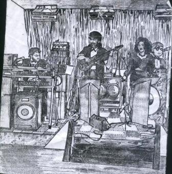 Cartoon of the 1990 Warner, Seaton band, drawn by Marianne Read