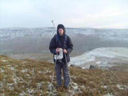 Jimmy climbs the ridge towards The Nab