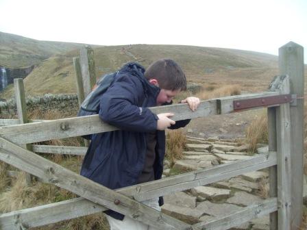 Liam approaching the open fell