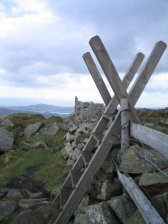 Ladder stile on the summit of Tal y Fan