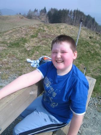 Liam at the summit of Allt y Main